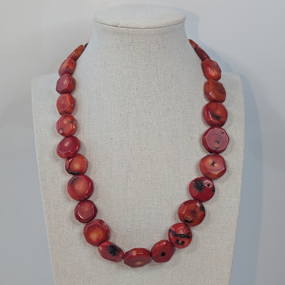 Vintage Sterling & Coral Necklace - Picture 2 of 12